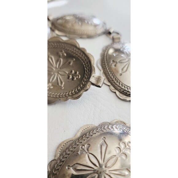 Vintage Concho Belt 70s Fiesta Brand Stamped Southwestern Silver Tone Metal - Picture 4 of 7